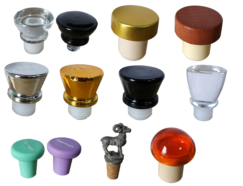 Custom Synthetic Cap Wood Cap Glass Cap Metal Cap Aluminum Cap Spirit Liquor Vodka Brandy Wine Bottle Cap Cork Round Square Screw T Bottle Topper Cap