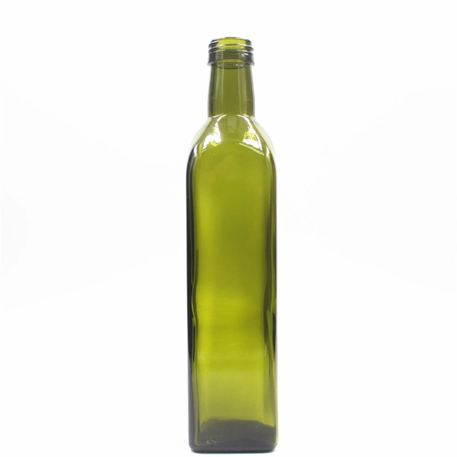 Food Grade 250ml 500ml 750ml 1L Empty Square Antique Green Marasca 1 Liter Olive Oil Glass Bottle