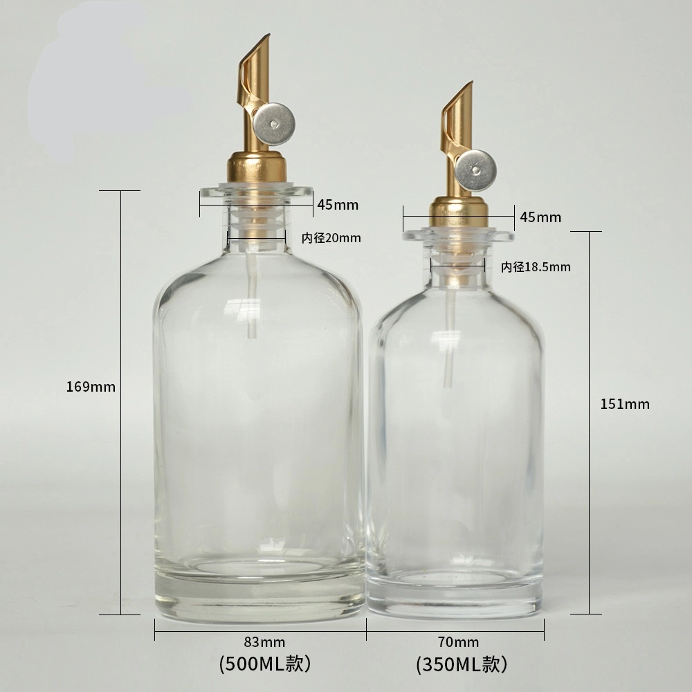 Automati Oiler Cruet Transparent 350ml 500ml Olive Oil and Vinegar Dispenser Clear Glass Mouthwash Dispenser Bottle for Kitchen